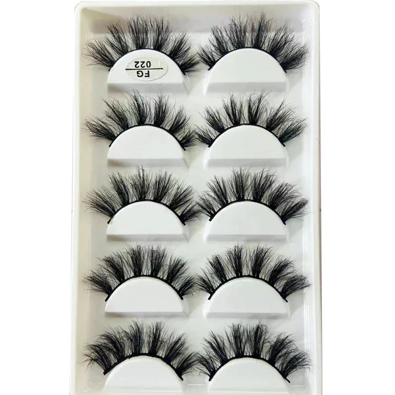 5Pairs Handmade Mink Lashes Short False Eyelashes Dense Natural Long Messy Eye Lashes Reusable Stage Makeup Eyelashes — image 41