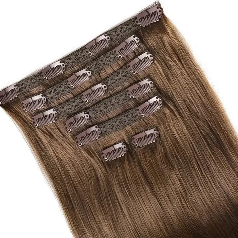 100% Real Human Hair Blonde Clips In Hair Extensions Bundles Natural Black Bulks Blonde 613 Piano Colored Brazilian Hair 30 inch — image 19