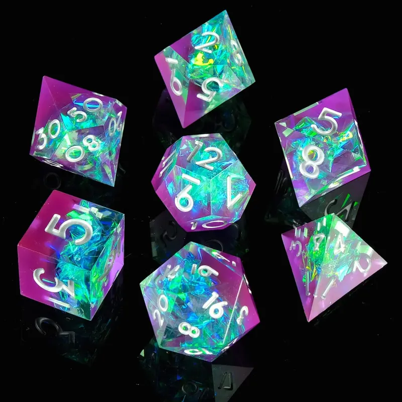 Resin Sharp Edge DND Dice Set for Dungeons and Dragons Role Playing and Tabletop Game