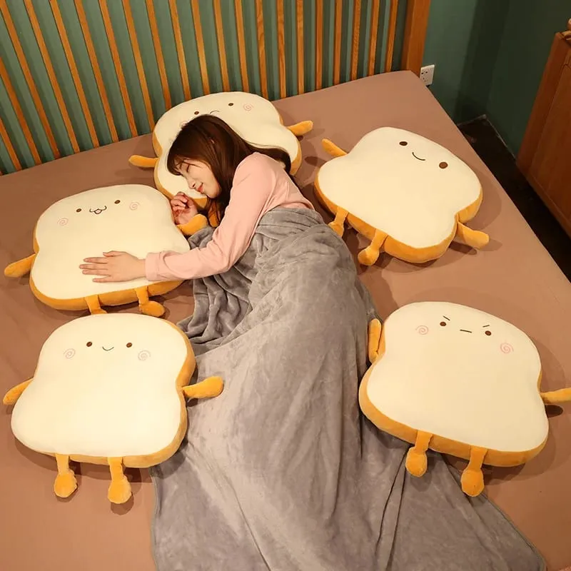 45x40cm Sop Bread Food Plush Pillow Stuffed Emotion Happy Smiling Squishy Seat Cushion Throw Pillow Lumbar Support Man Gift — image 6