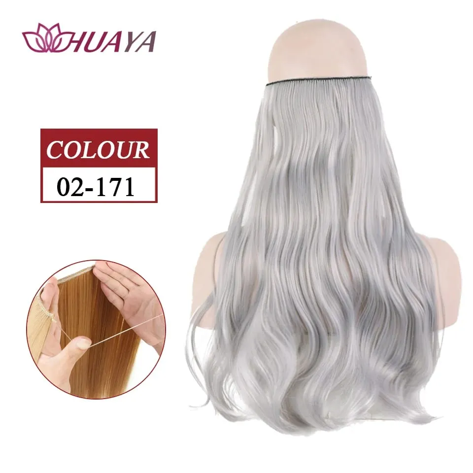 Synthetic Long Straight Invisible Wire No Clips In Hair Extensions Fake Hair Pieces Secret Fish Line Hairpieces For Women — image 31