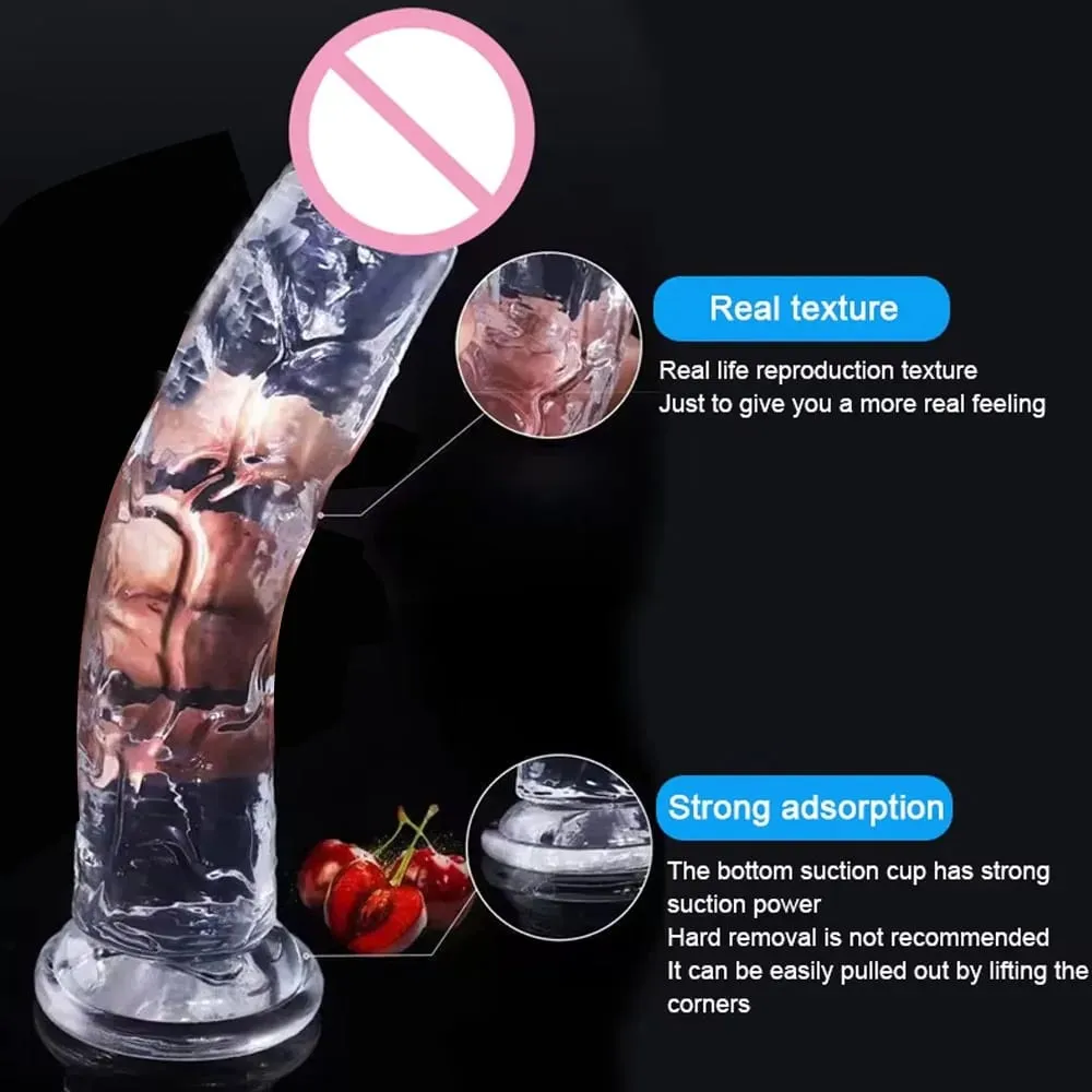 New Transparent Realistic Suction Cup Dildo Jelly Penis Dildo Clitoral Stimulator Big Dick Female Masturbator Lesbian Sex Toys — image 6