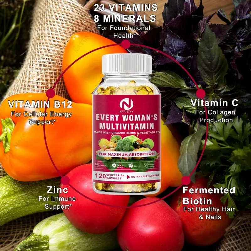 Daily Women's Multivitamin - Super Vitamins (A B C D E K) + Iron + Zinc + Organic Non-GMO Ingredients - Women's Multivitamin — image 4