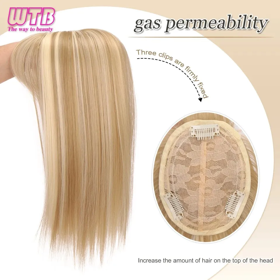 Synthetic Topper Clip In Hair Extensions with Bangs for Women Increase The Amount Of Hair On The Top Of The Head Cover The White — image 3