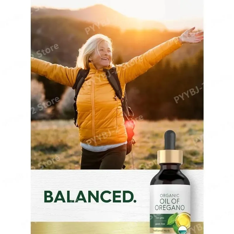 Organic Oil of Oregano Liquid Drops Vegan Herbal Supplement Health Non-GMO Gluten Free Daily Nutritional Support 60ml Per Bottle