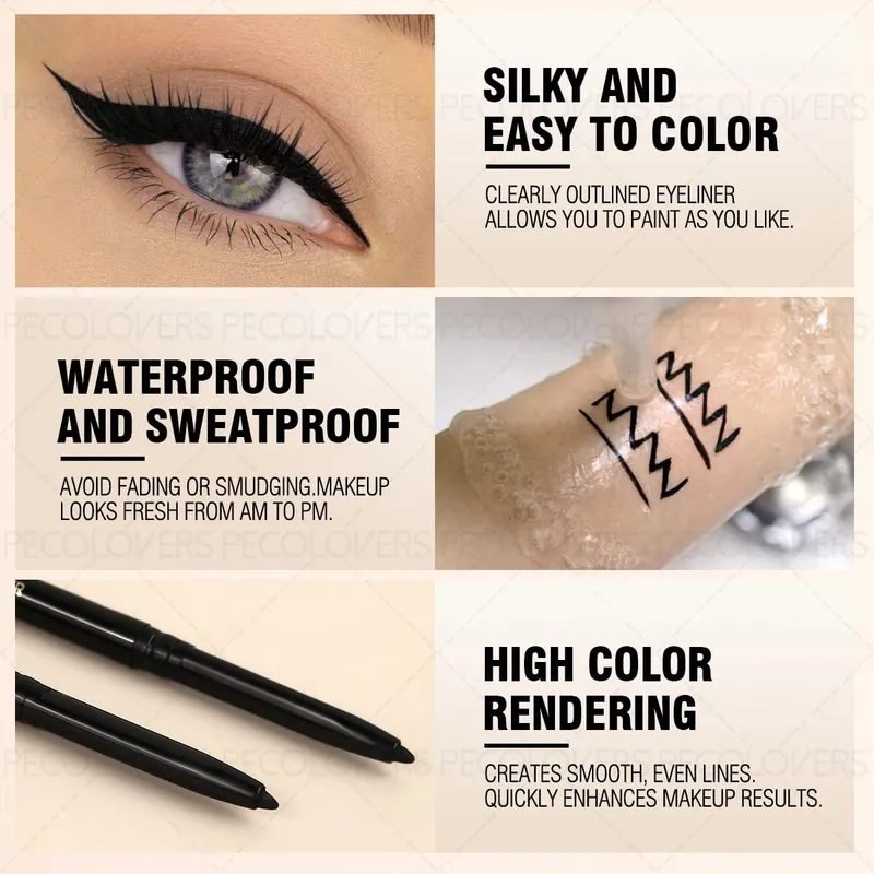 3PCS/SET Matte Lipstick+Black Eyeliner+Shiny Eyeshadow Pen Match to Create a Black Punk Makeup Halloween/Parties Daily Use — image 6