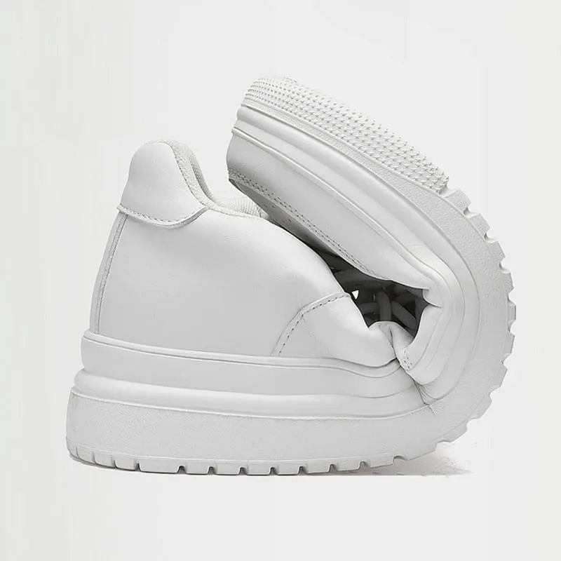 2026 New Height Increasing Shoes for Men 8cm Invisible Elevator Sneakers White Leathe Sport Zapatillas De Hombre Big Size 46 — image 5