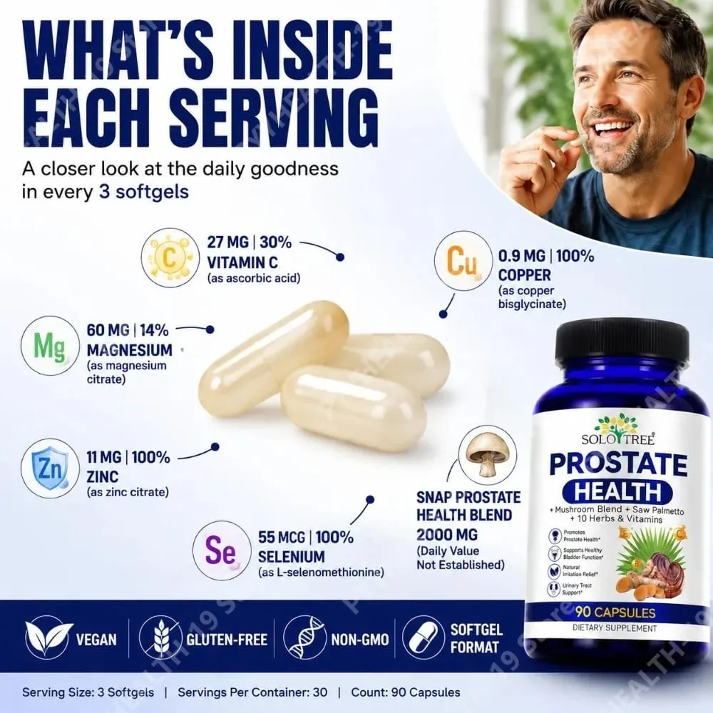 Prostate Health Capsules Saw Palmetto Reishi Nettle Turmeric For Urinary Bladder Wellness & Flow Support Men 90 Count — image 6