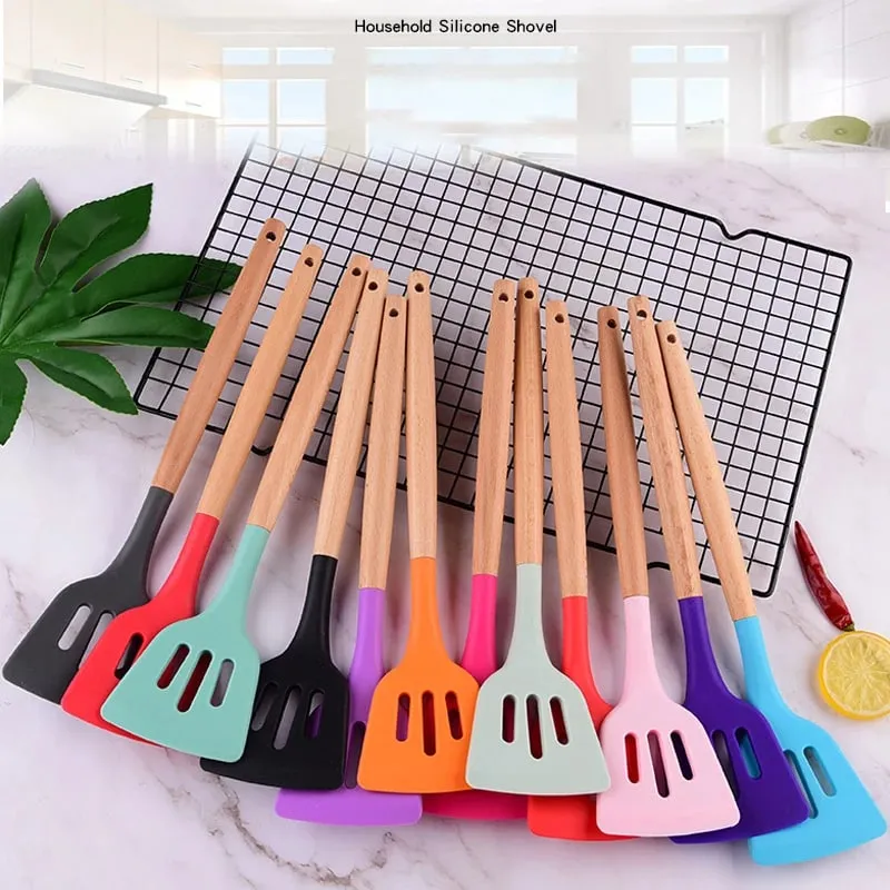 Silicone Turners Gadgets Spatula Egg Fish Frying Pan Scoop Fried Shovel Slotted Turners Kitchen Tools Cooking Utensils Kitchen a — image 1