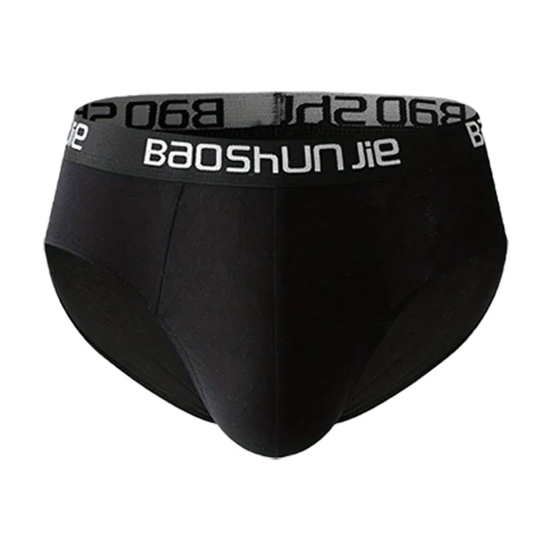 5-Pack Men's Pure Cotton Briefs - BAOSHUNJIE Waistband, Multi-Color, Soft Breathable Underwear for Daily Comfort