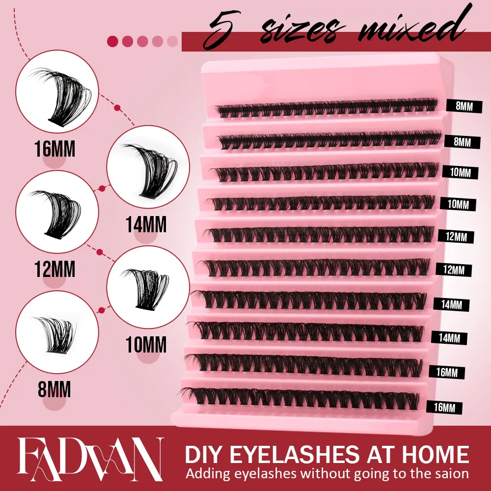 Fadvan DIY Cluster Lashes Mixed Tray Individual Lashes Volume Eye Lashes Soft Natural Lashes Mink Lash Cluster False Eyelashes — image 5