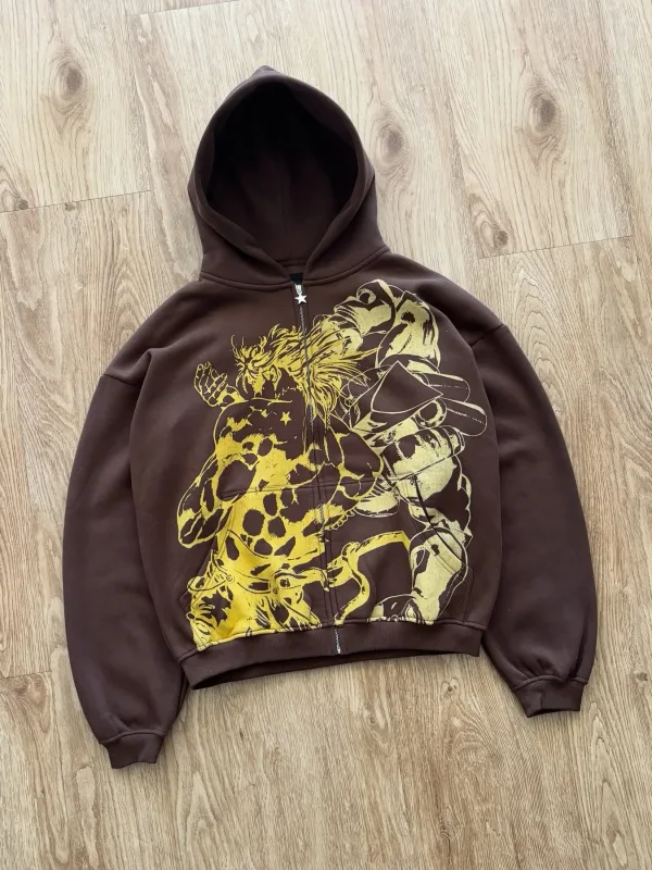 Y2k stoi Hiphop Jojo Bizarre Adventure bluzy Harajuku ponadgabarytowe męskie damskie bluza z kapturem na zamek Hip Hop para bluza uliczna