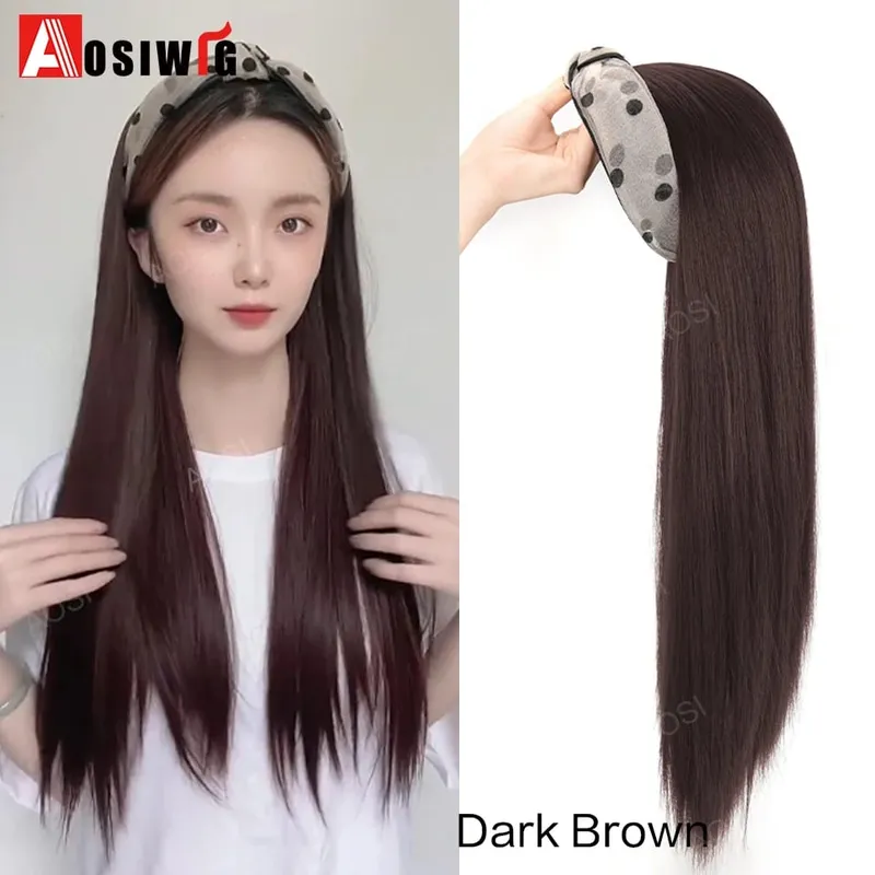 Synthetic Long Curly Half Head Style Wig Heat Resistant Hair Costume Christmas Party Cosplay Natural False Hairpieces — image 9