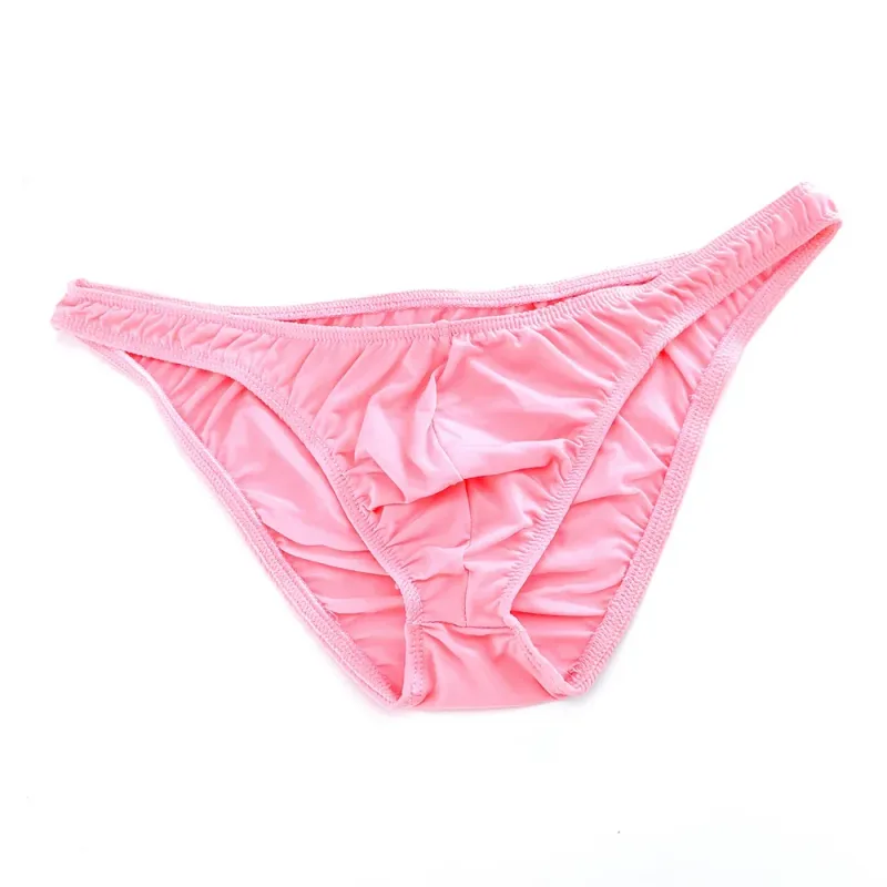 Pink Men Briefs Nylon Spandex Comfy Breathable Low-Waist Underpants Quick Dry Male Ice Silk Bikini Underwear — image 3