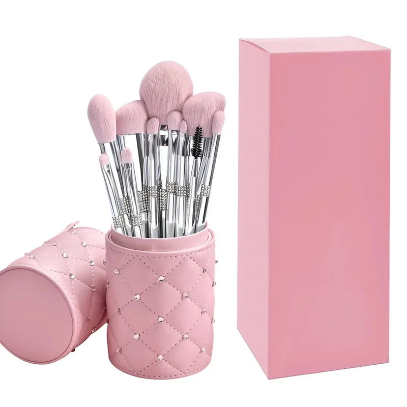 New 11 Pcs/set Diamond Makeup Brushes Set Powder Foundation Blush Contour Eyeshadow Brow Lashes Cosmetic Brushes Beauty Tools
