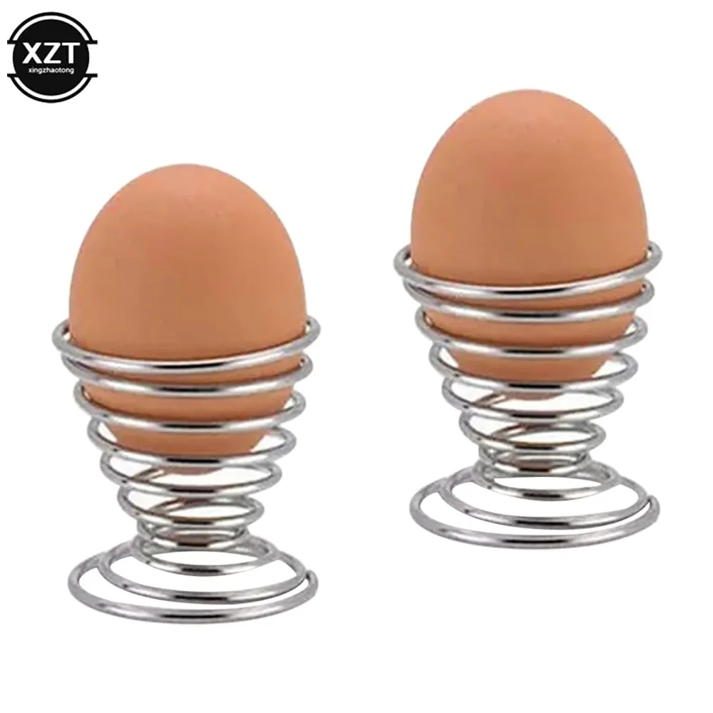 2PCS Eggs Holder Spiral Stainelss Egg Cup Boiled Kitchen Breakfast Hard Boiled Spring Holder Egg Cup Cooking Tool Kitchen Gadget