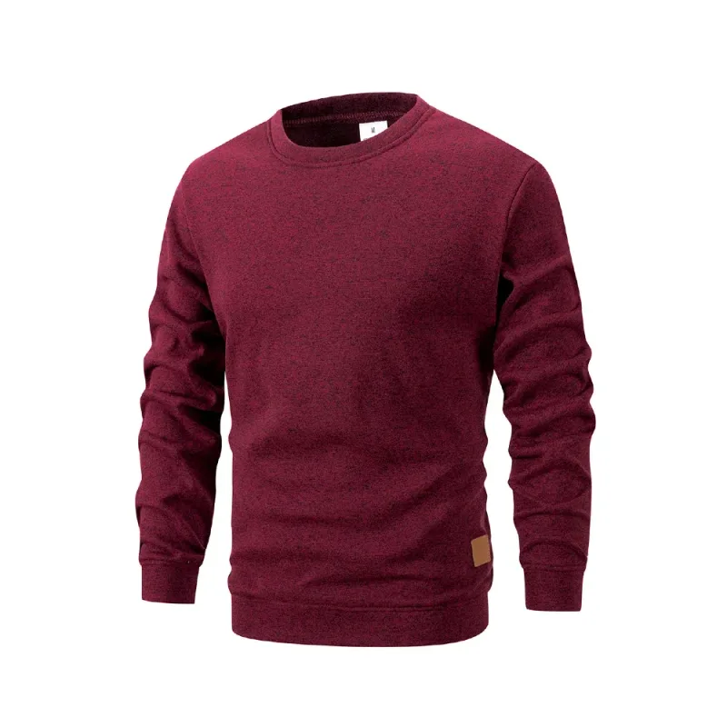 New Men's Sweater Spring Autumn Round Neck Long Sleeve Pullover Casual Sports Sweatshirt High Quality Solid Color Fleece Coat — image 3