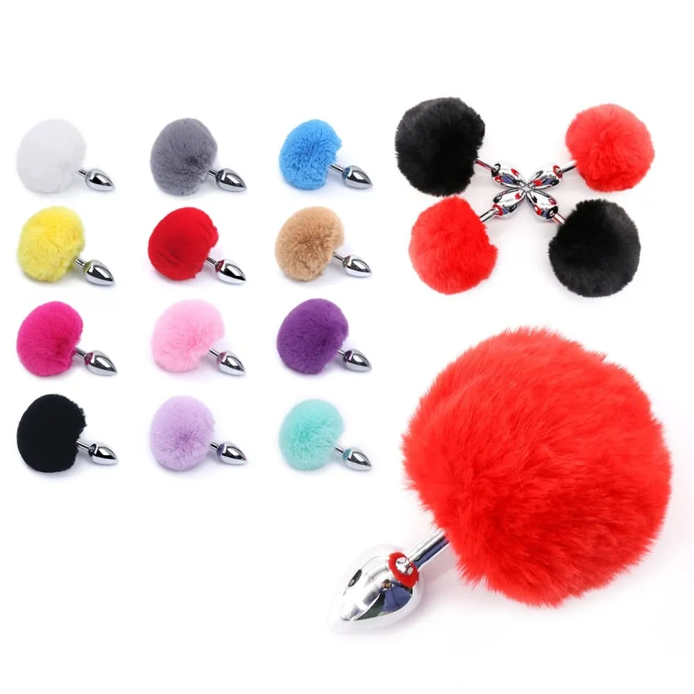 Metal Plush Rabbit Tail Anal Plugs Prostate Massager Butt Plug Rabbit Ear BDSM Cosplay Erotic Sex Toys for Women Adults Sex Game