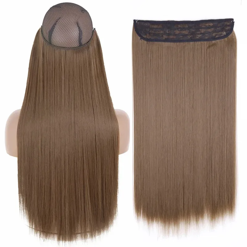 Synthetic No Clip Wave Hair Extensions Hidden Secret False Hairpiece One Piece Fish Line Fake Hair Piece — image 19