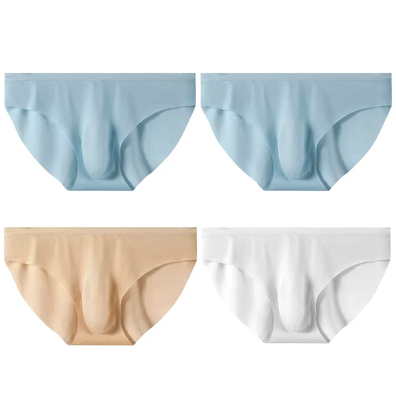 Slips d'été en soie glacée pour hommes, 4 pièces, transparents, sans couture, Sexy, séchage rapide, sous-vêtements respirants, culottes Ultra-fines — image 23