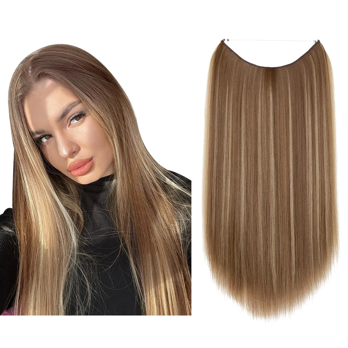 Premium Heat Resistant Synthetic Invisible Wire Hair Extensions With Clips Hairpieces Long Natural Straight Fake Hair For Woman — image 15