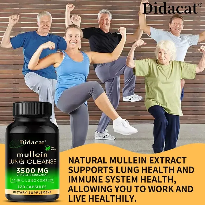Mullein Leaf Extract Supplement Vitamin C Mineral Lung Cleansing Immune System Support 120 Capsules Health Supplement — image 6