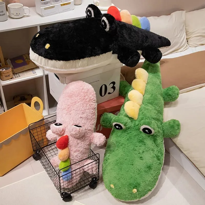 55/75cm Cute Lying Crocodile Plush Pillow Prone Posture Alligator Stuffed Cushion Sofa Bed Nap Plush Toy Home Decor Gift — image 4