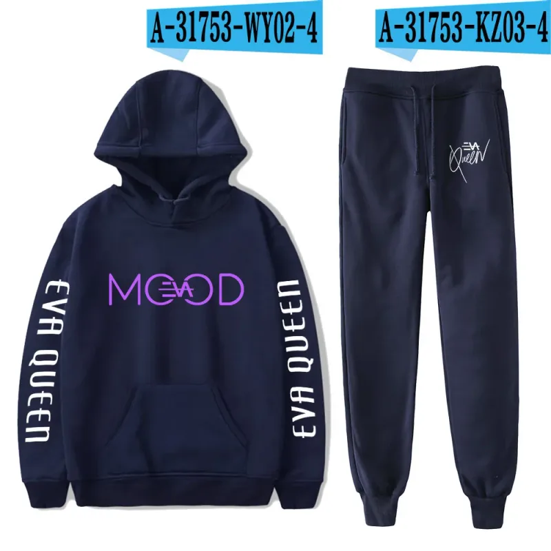 Hip Hop สบาย Eva Queen พิมพ์เสื้อกันหนาว Sweatpants ชุด Hoodies + กางเกงชุดชาย/หญิง 2 ชิ้นชุดเสื้อผ้า — image 22