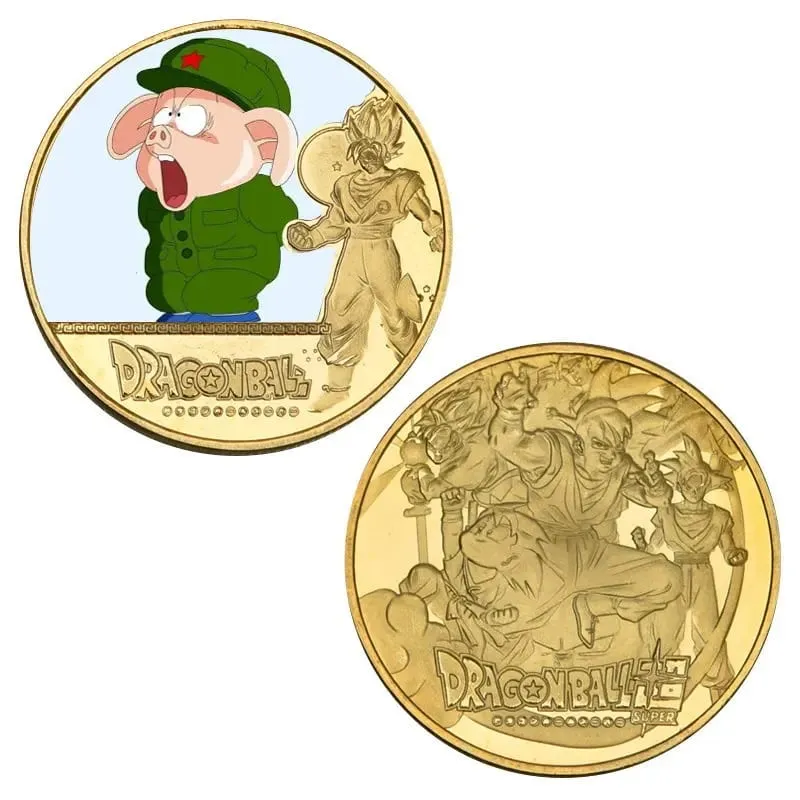 Dragon Ball Gold Plated Gold Coin Son Goku Vegeta Commemorative Coins Children Classic Anime Peripherals Collection Toy Souvenir