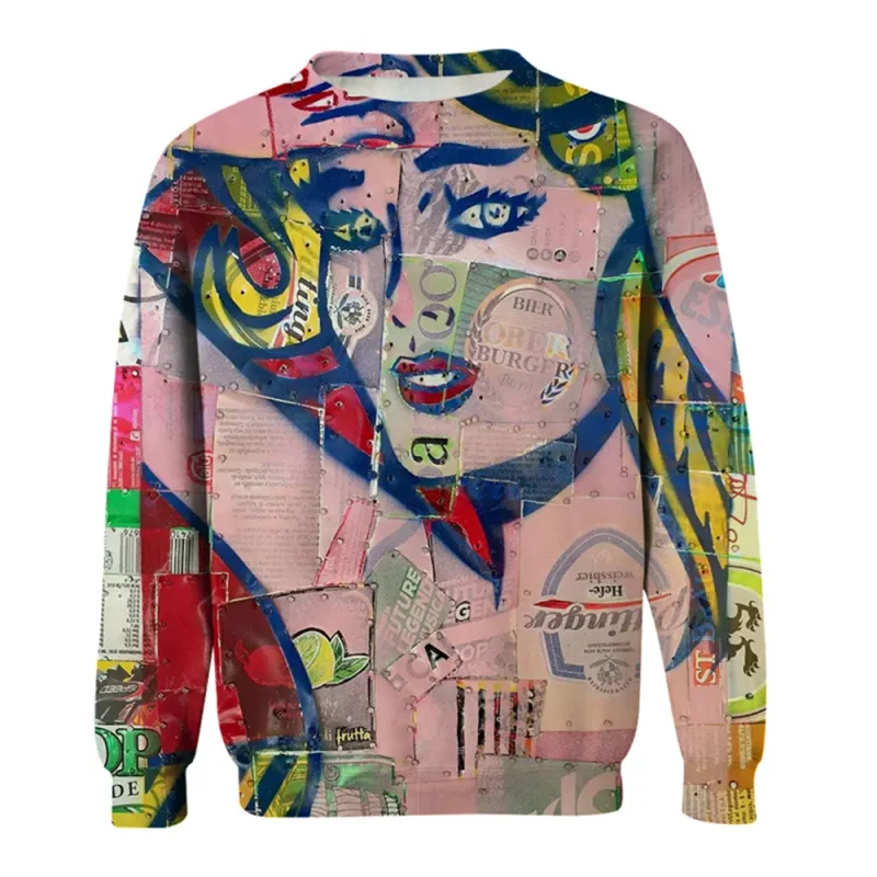Baju Sweat Grafik Lelaki untuk Lelaki Pullover Graffiti Baju Sweat Lengan Panjang Krew Leher Fesyen Percutian Harian Kasual Percutian Baru
