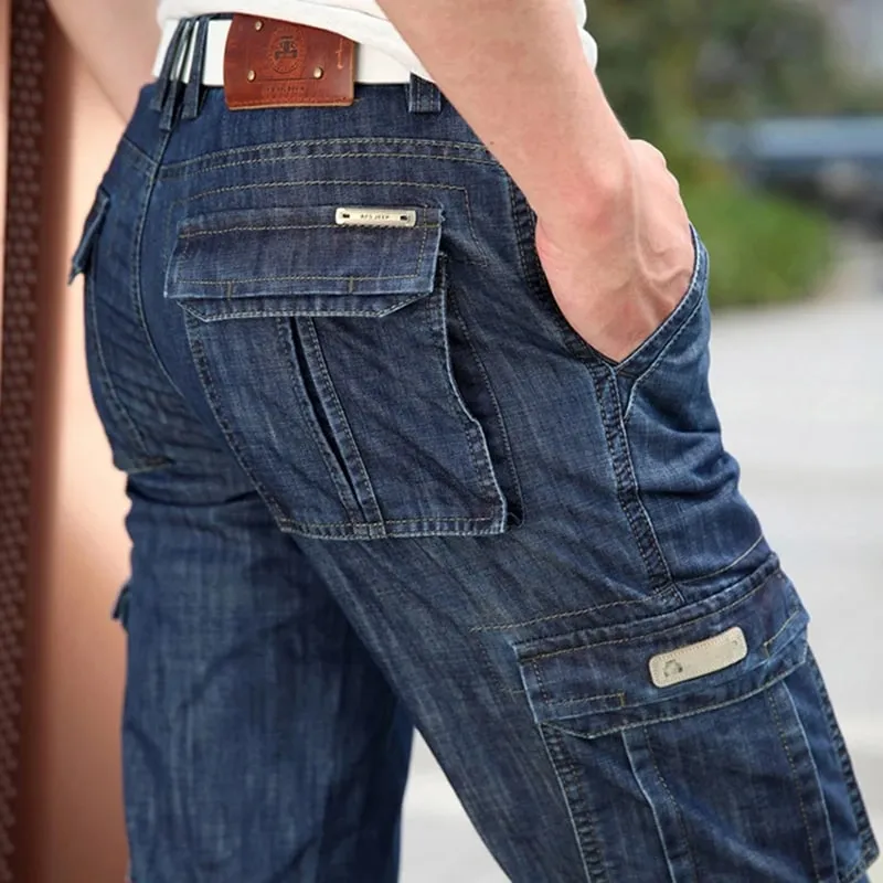 High Quality Men's Jeans Multi Pocket Denim Cargo Pants Oversized Casual Pants Men Clothing Loose Trousers 29-44 — image 10