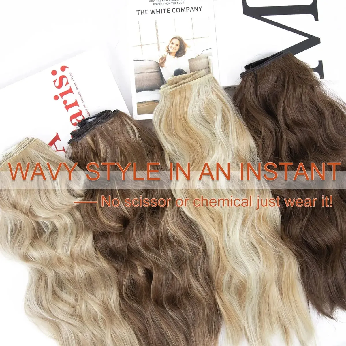 Leeons Wavy Clip In Hair Extensions 4 PCS Natural Soft Long Wavy Hairpieces Thick Double Weft Clip In Hair Extensions For Woman — image 4