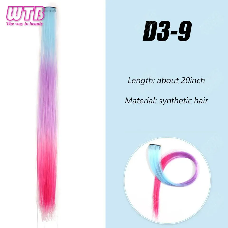 Synthetic Colored Clip in Hair Extensions Straight Hairpiece Multi-Colors Party Highlights Clip in Synthetic for Women Girls — image 17