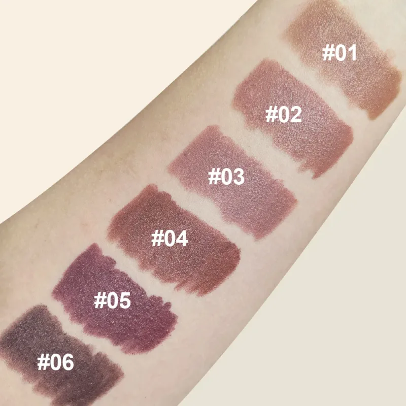 Matte Soft Mist Lip Liner Lipsticks 6 Colors Smooth and Pigmented Non-Stick Chocolate Lipsticks