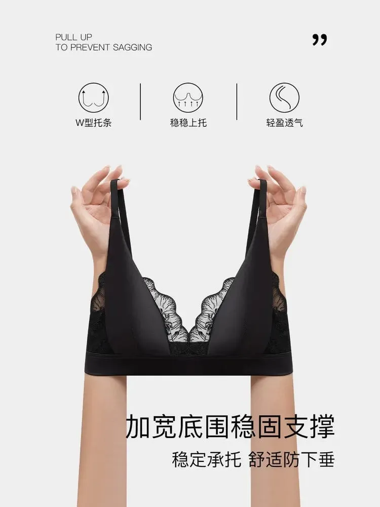 Reggiseno estivo sexy Sin Aros Lingerie francese Encaje Triangulo Pecho Pequeño Bralette Suave Puro Deseo Saten MOYISU 32-38-S-XL AB — image 3