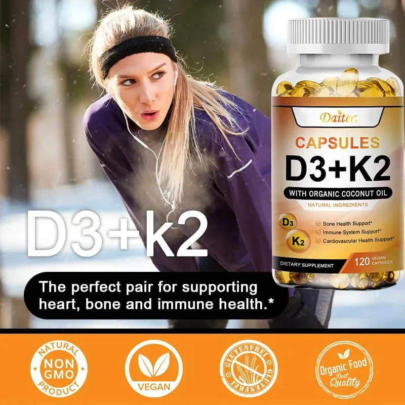 Daitea Vitamin D3+K2 Immune System Collagen Boosting and Skin Health Supplement — image 3