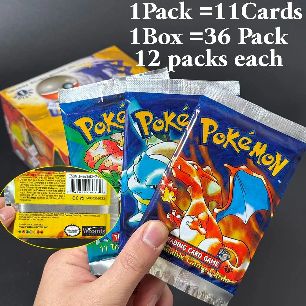 Pokémon Booster Packs Base Fossil Jungle 9 single bags 1 pack/11 Cards and Booster Box 3 1Box/36 Packs models Proxy Game Cards — image 4