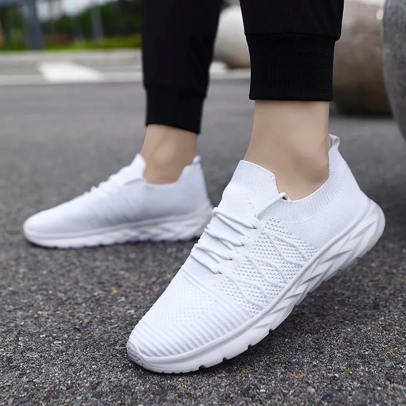 Herren-Mesh-Strick-Wanderschuhe ohne Schnürung, elastische Slip-On-Sneaker, atmungsaktiv, leicht, lässig, Sportschuhe — image 8