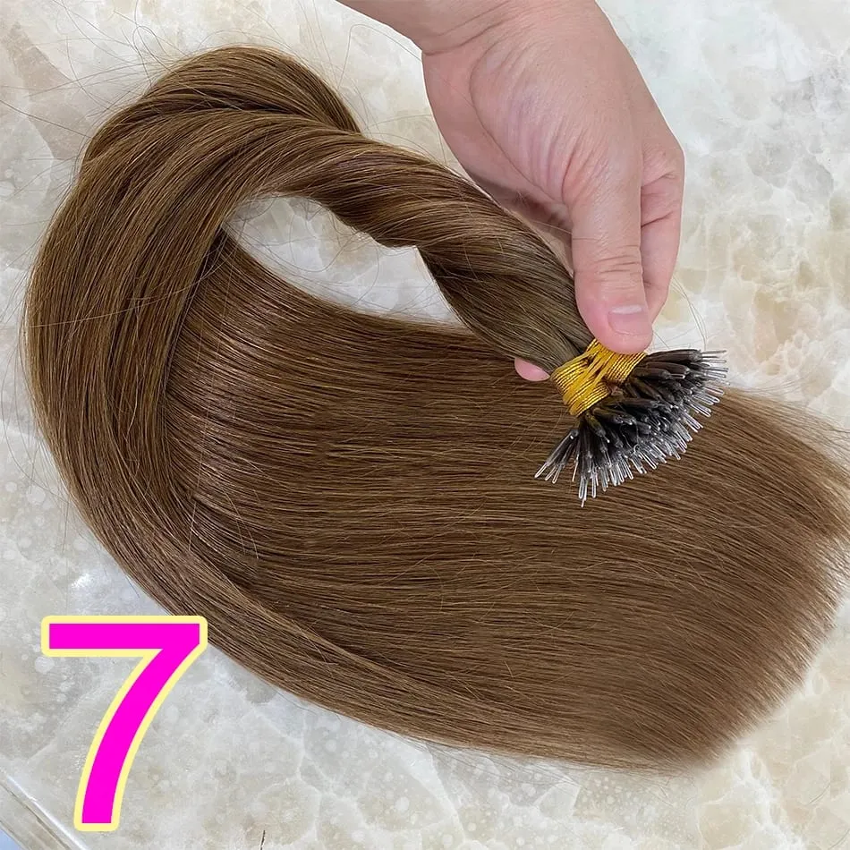 Micro Ring Hair Extension Ombre 100% Virgin Human Hair Extensions Nano Ring Micro Beads Tip Thick Full Head 18"-30"extensiónes — image 10