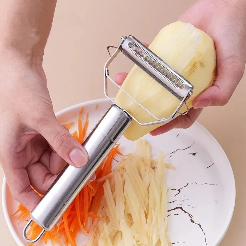 1 Pak Pengupas Baja Tahan Karat Dapur Pemotong Sayur Multifungsi Alat Buah dan Sayuran Parutan Melon Wortel Kentang