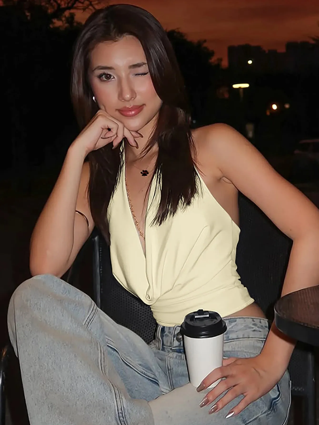 Dulzura Halter Swinging Collar Sleeveless Backless Bodycon Tank Top Solid Sexy Casual Y2K Tops Party Club Street Summer Clothes — image 14