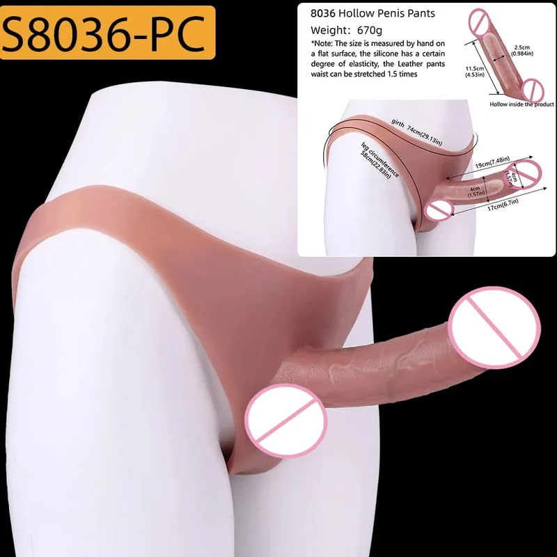 Strap-On Lifelike Penis Cover насадка на член Large Hollow DildoPants Intimate Adult Sex Toy for Couples Sex — image 19