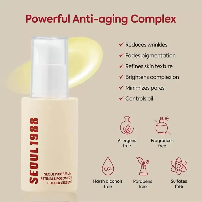 1988 Serum : Retinal Liposome 2% + Black Gingeng 30ml/1.01fl.oz | 58% Black Gingeng Extract with Retinal Bakuchiol Vita