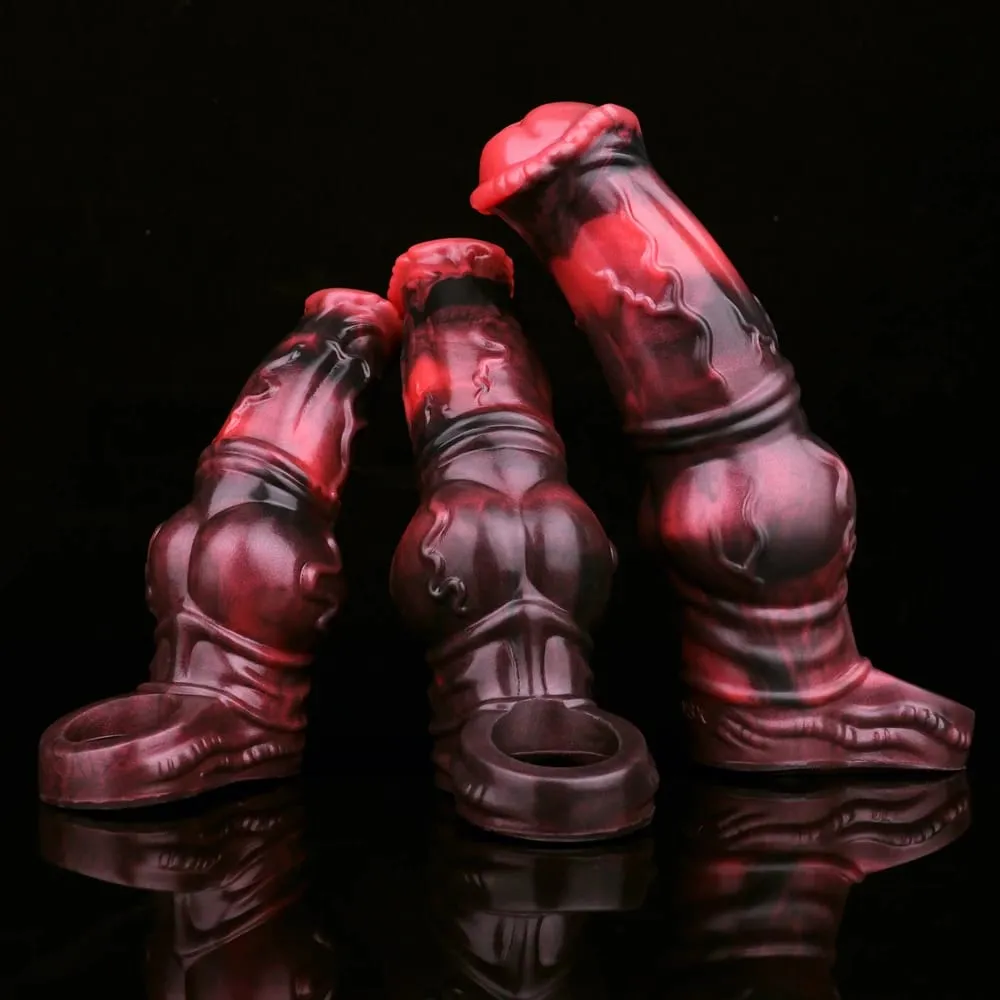 Grote Paard Penis Sleeve Holle Dildo Uitbreiding Mouw Siliconen Herbruikbare Knoop Condoom Cockring Extender Speeltjes voor Mannen — image 3