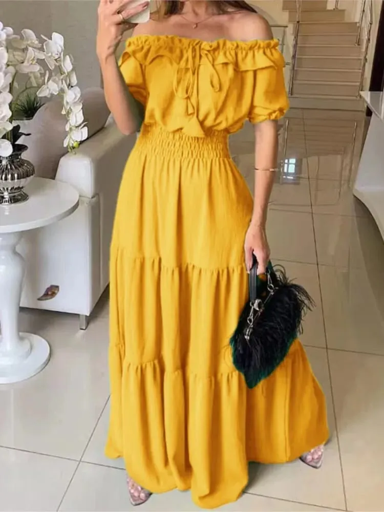 Summer New Arrival Color Solid Boho Dress Women Fashion Elegant Beach Party Club Dress Casual Maxi Dresses For Woman Clothing — image 3