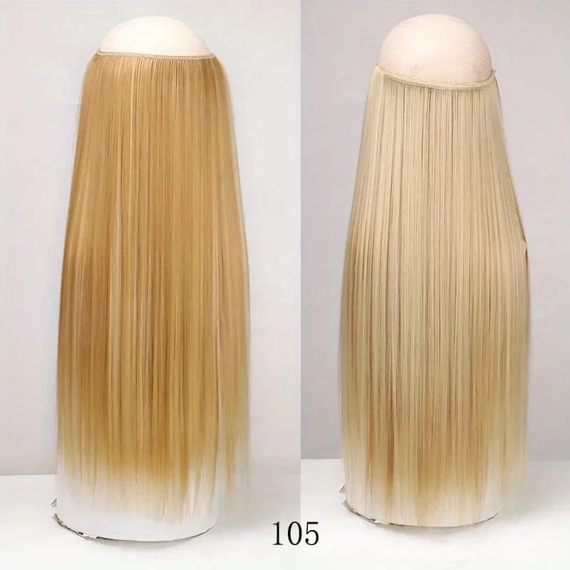 Extensões de cabelo sintético sem clipes falso ombre loira marrom preto natural cabelo reto falso peruca para mulher