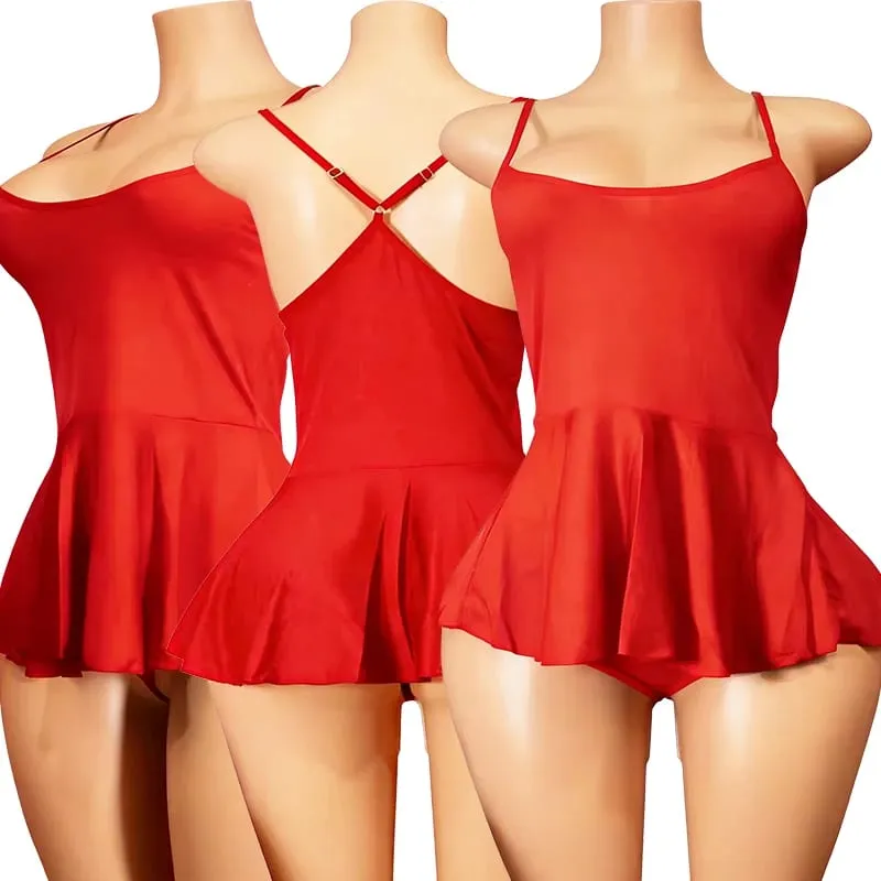 Màu Đỏ Gợi Cảm Crotchless Váy Đầm Cho Nữ Mùa Hè Hở Lưng Mini Váy Ngủ Trơn Trượt Áo Vestidos Y2k Quần Áo Trang Phục Dạ Hội — image 2