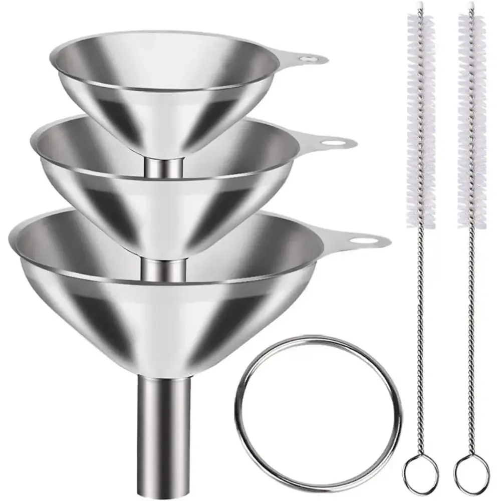 Wide Mouth Stainless Steel Funnel Spice Cooking Oil Filter Kitchen Tool Strainer with Handle Oil Spill Filter Funnel — image 15