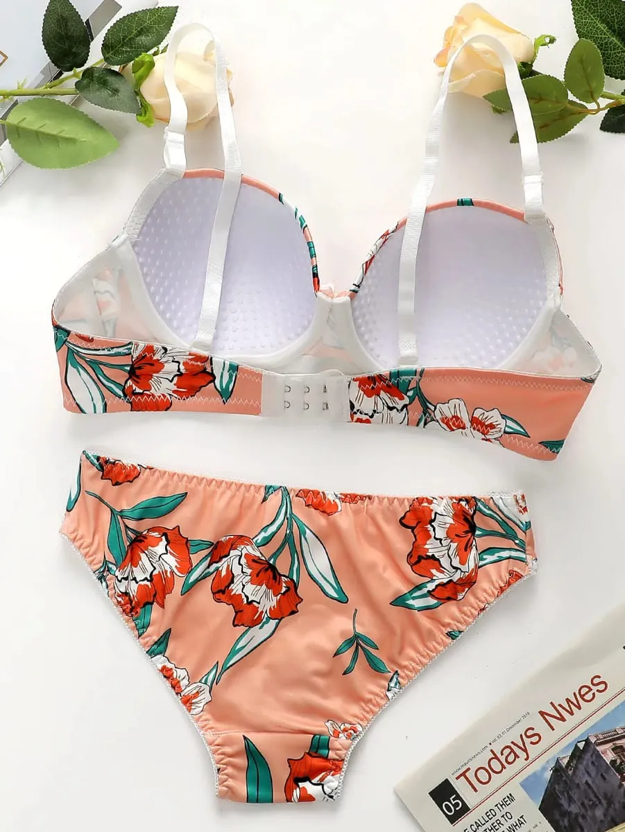 party print 2-piece braissere fashionable Island vacation pull up women's Lingerie bra with steel support sexy underwear A2138 — image 3