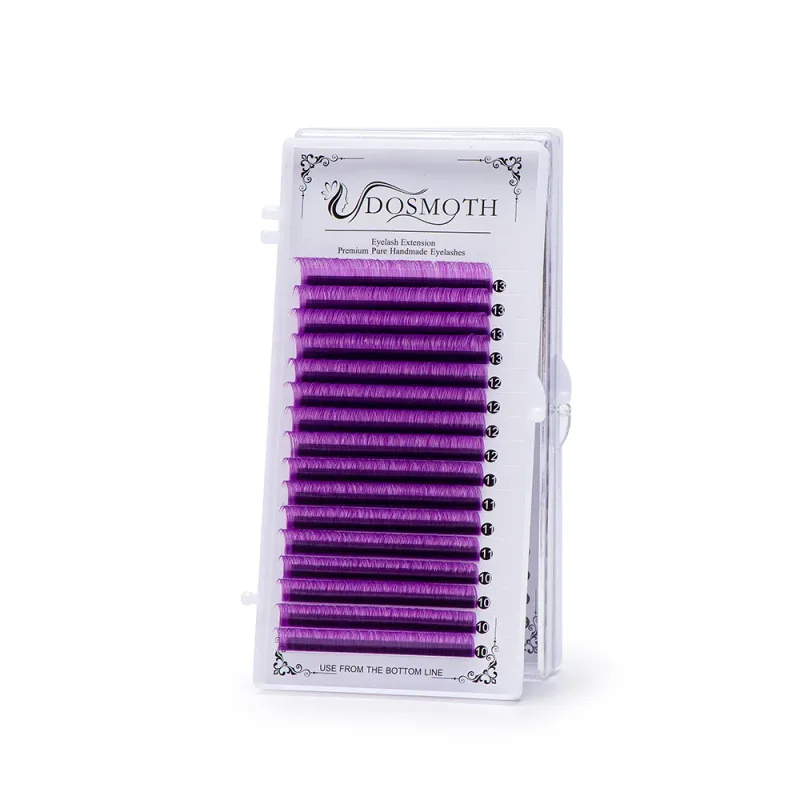0.07mm Color Brown Soft Eyelash Extensions 16 Rows Mixed False Lashes Purple Blue for Eye Makeup — image 6